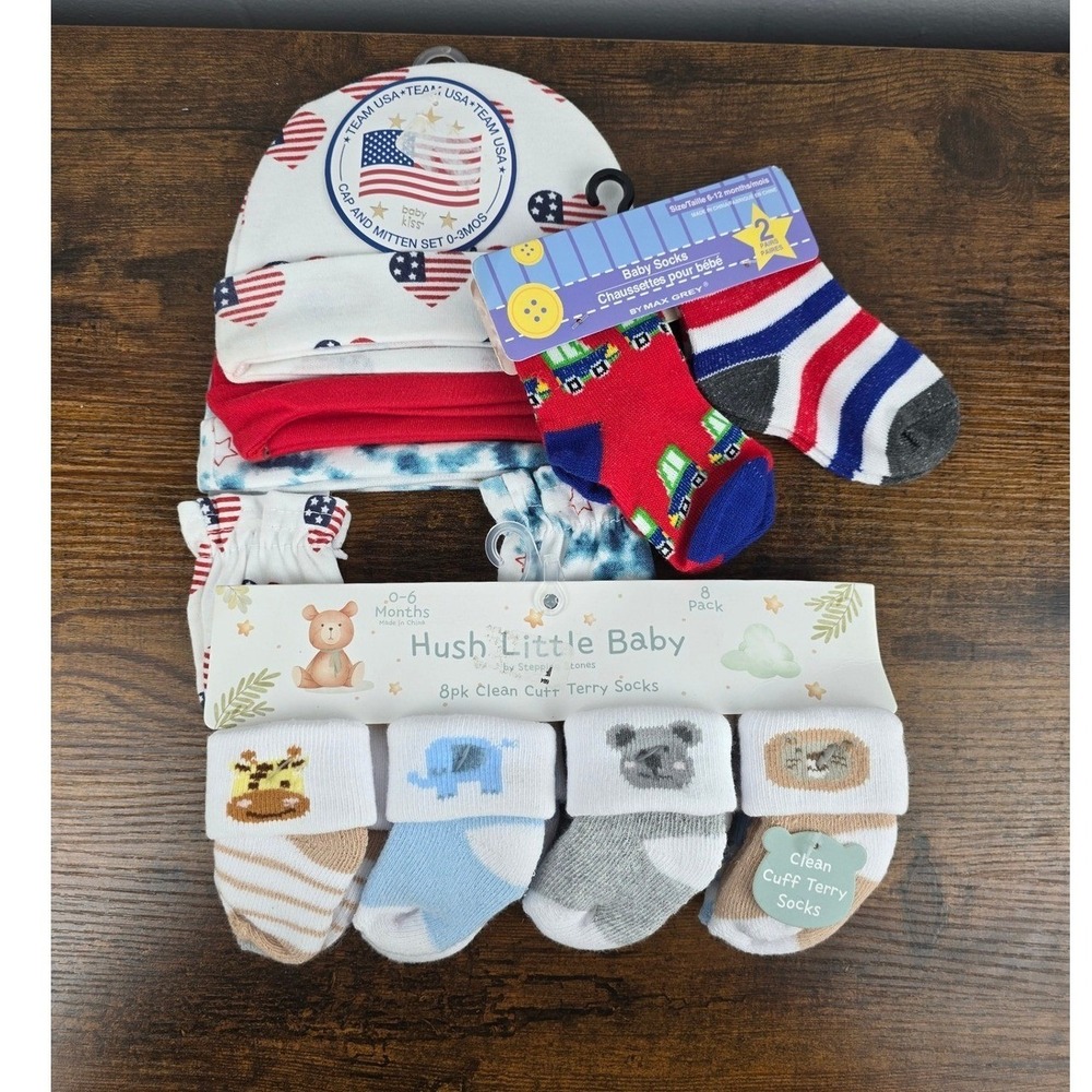 Baby Boy Socks Hats Mittens Accessories Lot NWT 0-3M 0-6M 6-12M